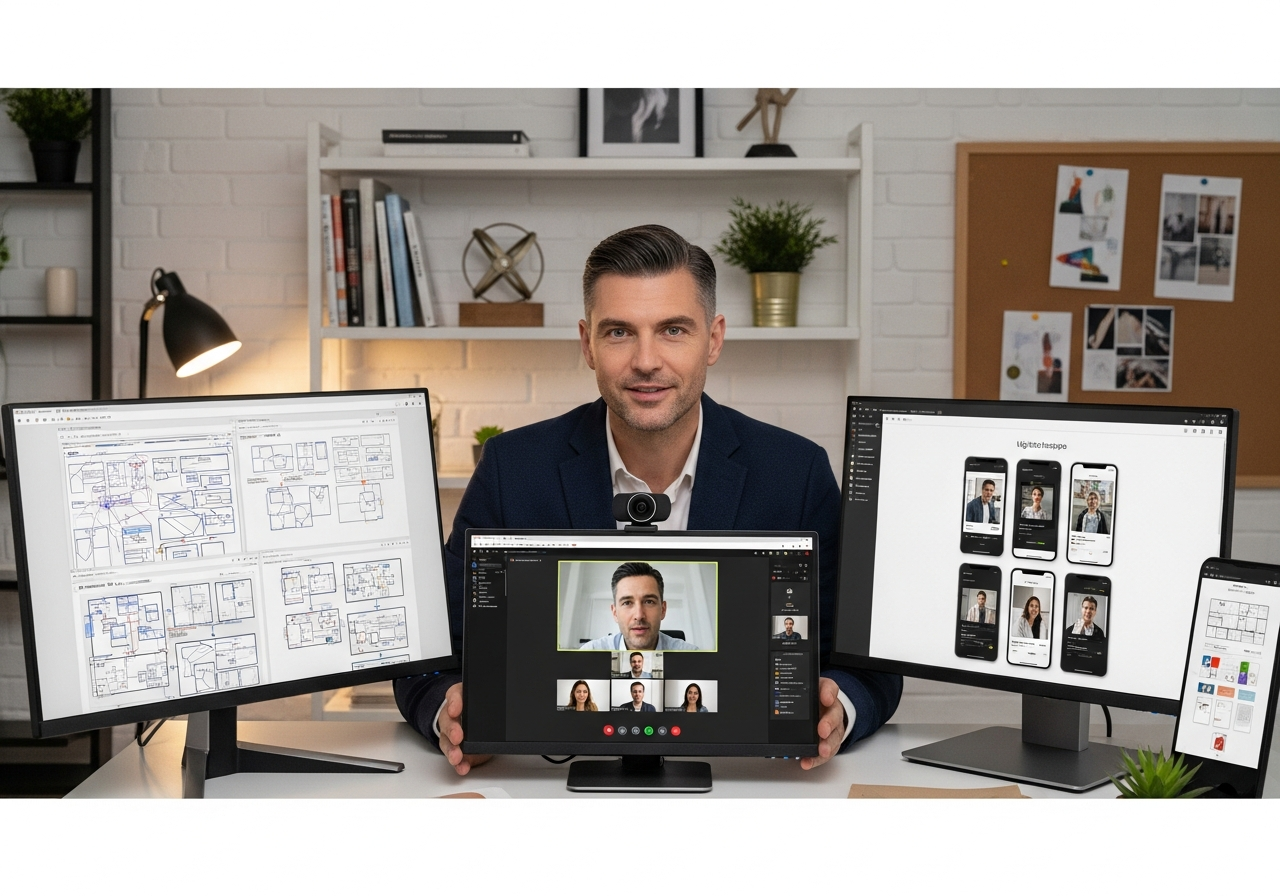 Преподаватель Creatify ведёт онлайн-урок по дизайну